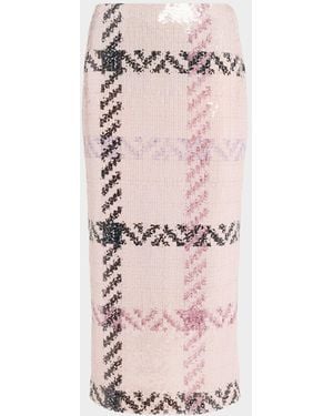 Brandon Maxwell The Mercer Paillette Check Midi Skirt - Pink