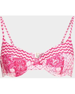 Ramy Brook Printed Mona Bikini Top - Pink