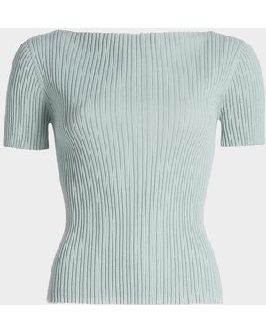 Leset Blake Rib-Knit T-Shirt - Blue