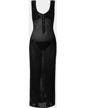 Shoshanna Plage Open-Knit Maxi Dress Coverup - Black