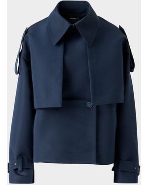 Akris David Duo Ottoman Silk Duo Trench Coat With Bolero - Blue