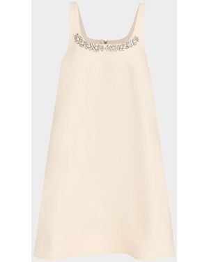 Simone Rocha Crystal Cotton Twill A-Line Mini Dress - Natural