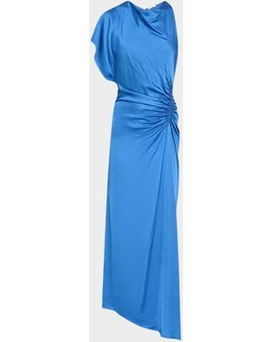A.L.C. Pia Asymmetric Draped Satin Dress - Blue