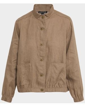 Eileen Fisher Button-Front Organic Linen Jacket - Brown
