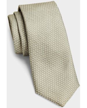 Canali Apos;S Geometric Silk Tie - White