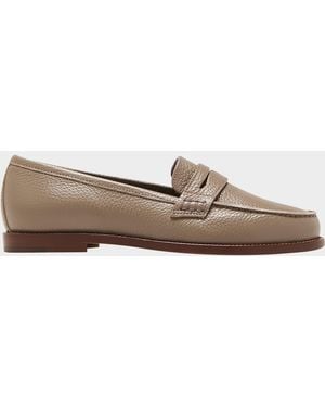 Manolo Blahnik Perrita Leather Penny Loafers - White