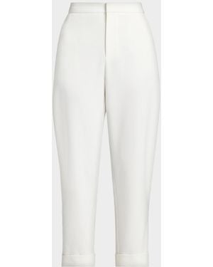 LAPOINTE Matte Crepe Silt Tapered-Leg Crop Pants - White
