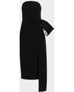 Roland Mouret Moon Strapless Draped Bow Midi Dress - Black