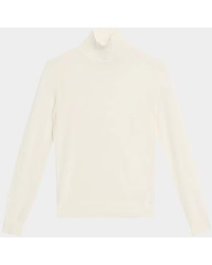 Theory Mockneck Merino Wool Sweater - White