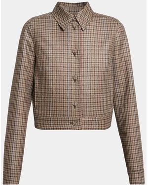 Gabriela Hearst Thereza Clubcheck Wool-Silk Single-Breasted Jacket - Brown