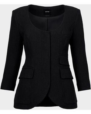 Smythe Boucle Portrait-Neck Blazer - Black