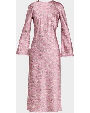 Veronica Beard Gemma Stretch-Silk Midi Dress - Pink