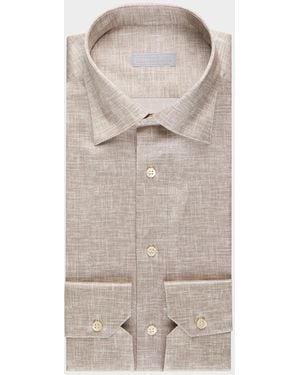 Stefano Ricci Textured-Print Silk Sport Shirt - Natural