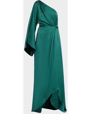 Ramy Brook Opal One-Shoulder High-Low Gown - Green