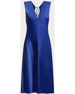 BCBGMAXAZRIA Leha Cut-Out Satin Midi Dress - Blue