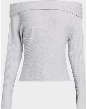 IRO Eboni Cable-Knit Off-The-Shoulder Sweater - Blue
