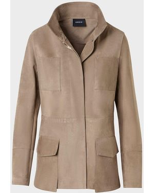 Akris Chianti Suede Utility Jacket - Natural