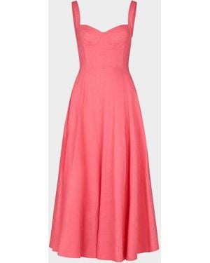 Nicholas Anya Sleeveless Sweetheart Linen Maxi Dress - Pink