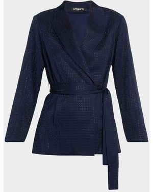 Emanuel Ungaro Rhinestone Wrap-Front Jacket - Blue