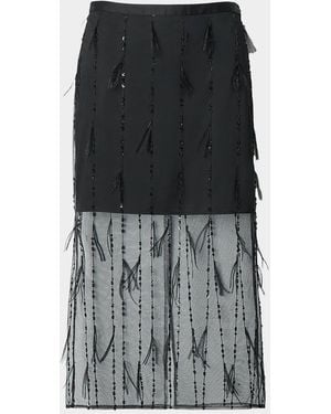 Rag & Bone Geena Feather-Trim Organza Skirt - Black