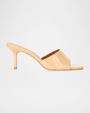 STAUD 65Mm Bea Patent Leather Mules - Natural
