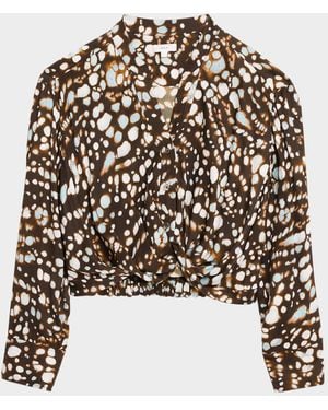 A.L.C. Luca Twist-Hem Cropped Top - Black