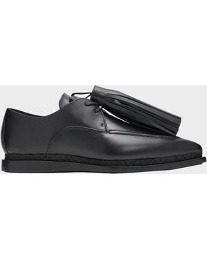 Sacai Tassel Leather Pointed-Toe Moccasins - Black