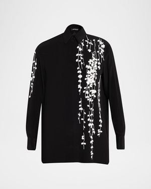 Kiton Embellished Silk Button-Down Shirt - Black