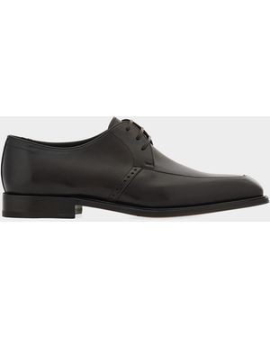 Ferragamo Apos;S Brogue Leather Derby Shoes - Black