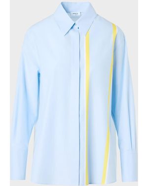 Akris Punto Striped Chambre Button-Down Tunic Blouse - Blue