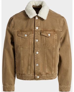 PAIGE Apos;S Erickson Sherpa-Collar Denim Jacket - Brown