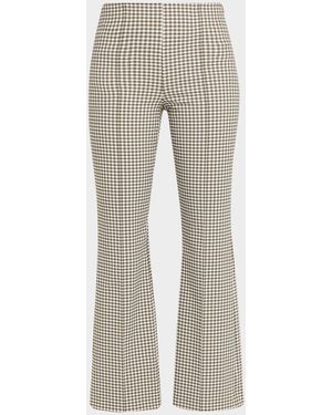 Vince Niki Gingham Mid-Rise Crop Flare Pants - Gray