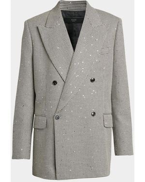 Amiri Apos;S Houndstooth Double-Breasted Peak Lapel Blazer - Gray
