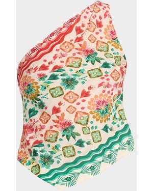 Saloni Madeline Printed One-Shoulder Top - White