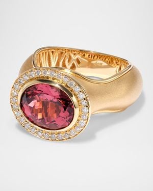 Jamie Turner 18K Haven Signet Ring With Diamonds And Gemstone - Pink