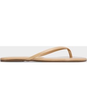 TKEES Lily Glossy Leather Flat Thong Sandals - Natural