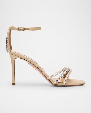 サンダル・ミュール AQUAZZURA 'Milagros' sandals Beige Aquazzura Pearly Beaded Flat Thong Sandals - Bergdorf Goodman