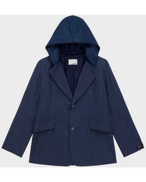 WE-AR4 Hooded Single-Breasted Blazer - Blue