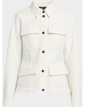 Moncler Interlock Knit Top Jacket - Natural