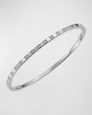 Chopard Ice Cube 18k White Gold Semi-diamond Bangle Bracelet, Size Medium - Multicolor