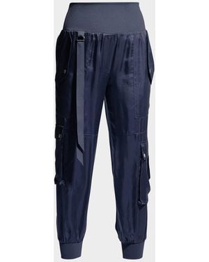 Cinq À Sept Harmony Satin Cargo Jogger Pants - Blue