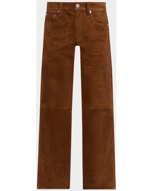Rag & Bone Cam Low-Rise Suede Pants - Brown