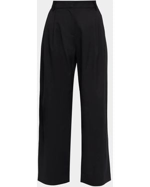 Ak Studio Chiara Wool-Blend Wide-Leg Pants - Black