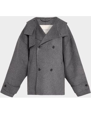 JW Anderson Oversized Double-Breasted Wool Peacoat - Gray
