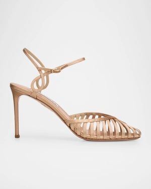 Aquazzura 85Mm Sweet Surrender Satin Caged Pumps - Metallic