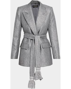 Kobi Halperin Trinity Belted Metallic Jacket - Gray