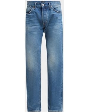 Tom Ford Light Wash Selvedge Straight Fit Jeans - Blue