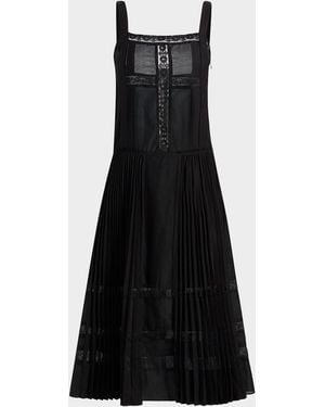 3.1 Phillip Lim Pleated Lace-Inset Midi Dress - Black