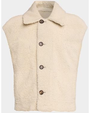 Brunello Cucinelli Reversible Suede & Lamb Shearling Vest - Natural
