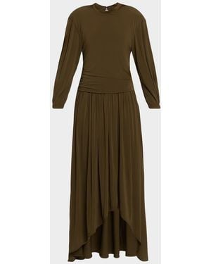 IRO Glinda Draping High-Low Maxi Dress - Green